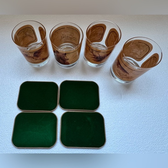 Vintage Wildlife Print Glass Set with Coasters - Picture 2 of 11